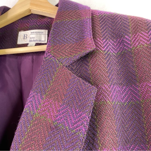 Vintage Purple Plaid Wool Blazer - Picture 8 of 12